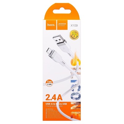 Кабель USB - micro USB Hoco X109 12W 100см 2,4A  (white)