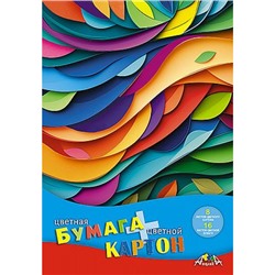 Набор цветного картона  (8л)+цветная бумага (16л) "Яркая палитра" С1832-19 АппликА
