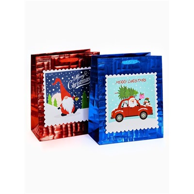 Набор подарочных пакетов 2 шт., металлизированные «Новый год», 25×30.5×12.5 см
