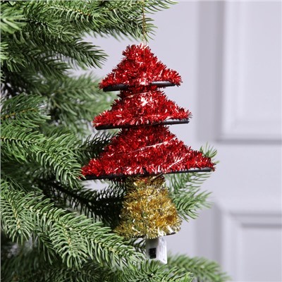 Светодиодная фигура из мишуры «Елочка красная» 17×13 см, 10 LED, батарейки AG10×3 (в комплекте), свечение тёплое белое