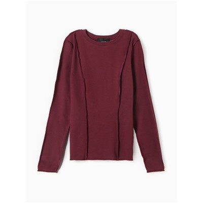Лонгслив с декоративными швами MIST, размер 42, бордовый