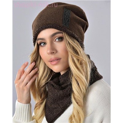 Бархат полоска термо Комплект флис (шапка+снуд) (56-58)