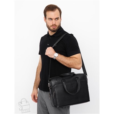 Портфель мужской кожаный 68001 black Fuzhiniao в Новосибирске