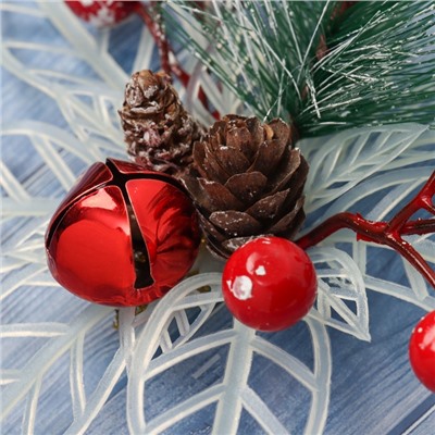 Ёлочные игрушки 2 шт. «Зимнее волшебство. Праздничные цветы» пластик, ягоды, 13 см, белый