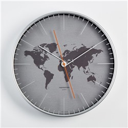 Часы настенные интерьерные «Материки», d=30.5 см, бесшумные