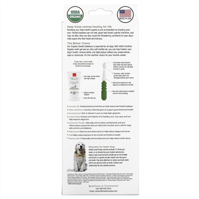 RADIUS, Organic Dental Solutions, Tooth Gel, Softer Bristles, Senior Dog, 8+ Years, 1 Kit