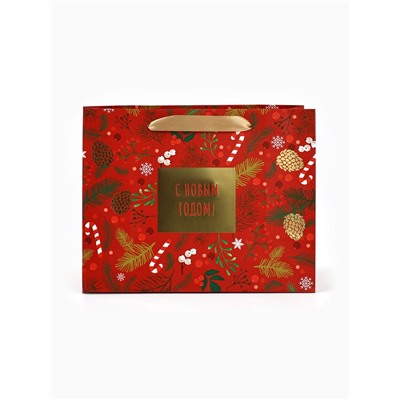 Пакет подарочный новогодний ламинированный «С Новым годом», MS 23×18×10 см