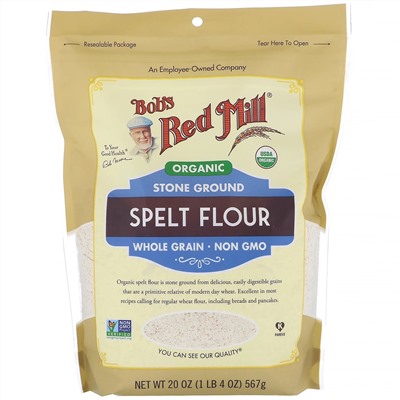 Bob's Red Mill, Органическая спельтовая мука, цельное зерно, 567 г (20 унций)