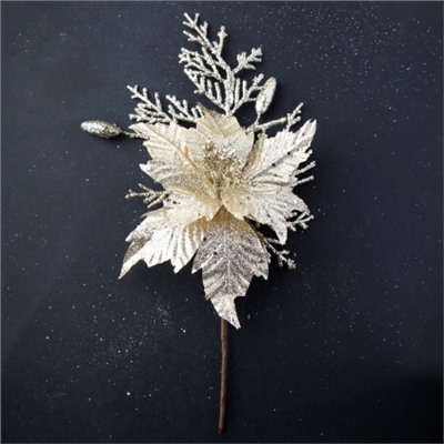 Цветок декоративный Пуансеттия 32 см золото / P7 /уп 48/480/