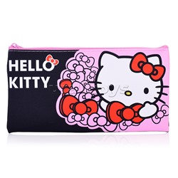 Пенал плоский "Hello Kitty" Размер: 20,5*10,8 см. Изготовлен из полиэстера, 210 ден. Имеется одно основное отделение на молнии. Предназначен хранения, канцелярских принадлежностей и прочих мелочей,  может использоваться в качестве необольшой косметички