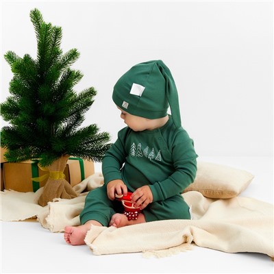 Комбинезон детский с шапочкой «Крошка Я. Еловые веточки», рост 86-92 см, зелёный