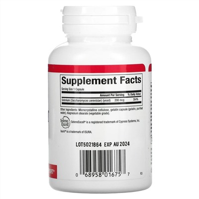 Natural Factors, SelenoExcell, селен, 200 мкг, 90 капсул