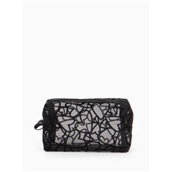 Косметичка квадратная Black beauty, с рисунком, на молнии, чёрная