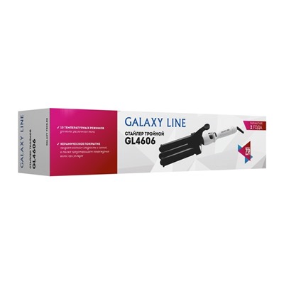Плойка Galaxy GL 4606, 70 Вт, керамическое покрытие, d=22 мм, 200°C, белая