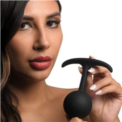 Черная анальная пробка с утяжелением Comfort Plugs Premium Silicone 4.7’’ Weighted Round Plug - 12 см.