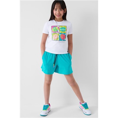 Комплект трикотажный для девочек: фуфайка (футболка), шорты PLAYTODAY, 1240342