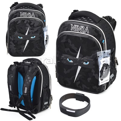 Рюкзак "Premier. Ninja" школьный жесткий 37x28x18 см (17 л) вес 1000 г, 2 отделения на молнии для формата A4, 1 передний карман с органайзером, 2 боковых кармана сеточкой на резинке, эргономичная формоустойчивая вентилируемая спинка (евросетка) и мягкие S