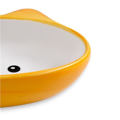 Миска керамическая «Кошачья мордочка» 200 мл - 14×12×3.5 см, жёлтая/белая