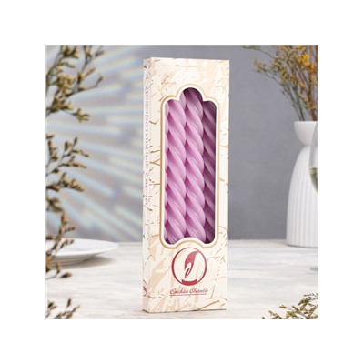 Набор свечей витых, 2.3×24.5 см, 5 ч, 50 г, 4 шт., сиреневый