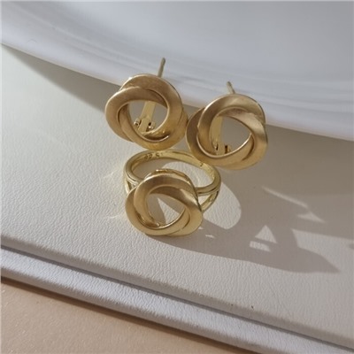 Комплект ювелирной бижутерии Итальянское золото (покрытие желтое 14к), серьги и кольцо 18 р, 313.431-18