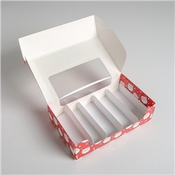 Коробка для эклеров с вкладышами - 5 шт. «С Новым годом!», 25×15×7 см