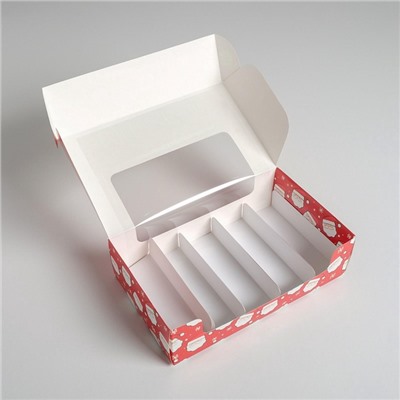 Коробка для эклеров с вкладышами - 5 шт. «С Новым годом!», 25×15×7 см