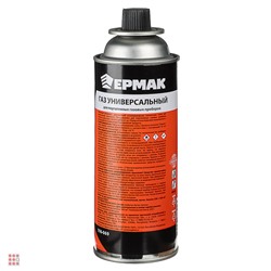 ЕРМАК  Газ для портативных плит, всесезонный, метал. баллон 220гр, 520см3 (цанговый, ЕАЭС)