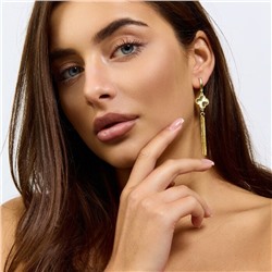 Серьги подвески длинные клевер ювелирная бижутерия Итальянское золото (покрытие желтое 14к) , арт.217.428