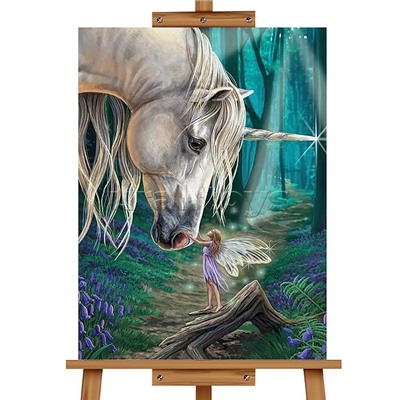Мозаика алмазная "Единорог и фея" 30*40см.