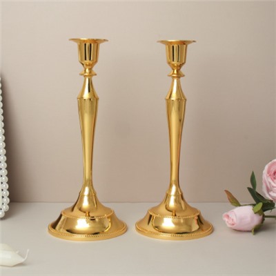 Подсвечник 2 штуки набор золото 25 см / 6301G /уп 30/