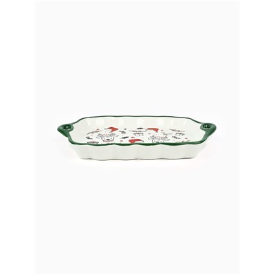 Блюдо керамическое «Новогодние олени», 23×13×2.5 см, ручная работа