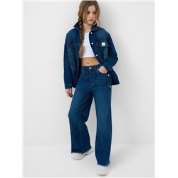 Брюки текстильные джинсовые для девочек