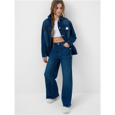 Брюки текстильные джинсовые для девочек