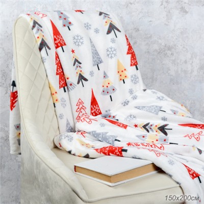 Плед флисовый 150х200 см Елки / GP611-8 /уп 20/100/ 714088 новогодний