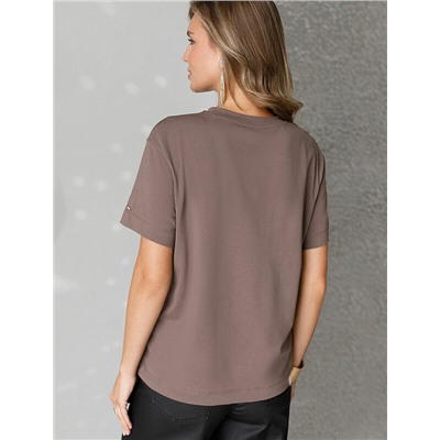 Нарядная футболка с принтом фольгой из премиального хлопка с эластаном