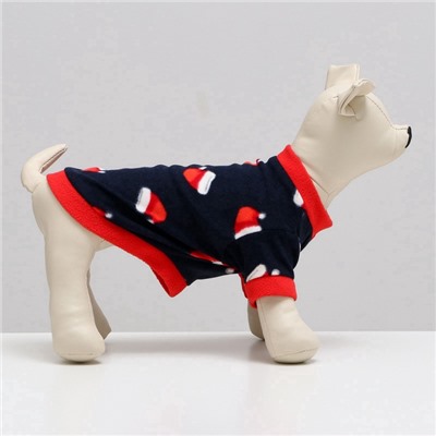 Толстовка для собак «Новогодний колпак», размер XS, синяя (ДС 21, ОШ 20, ОГ 30 см)