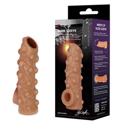 Телесная насадка с бугорками и открытой головкой Nude Sleeve M - 12 см.