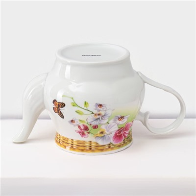 Набор чайный керамический на металлической подставке Доляна «Садовый дворик», 13 предметов: 6 чашек 200 мл, 6 блюдец d=14.1 см, чайник 1 л ㅤ