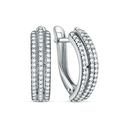 Серьги из серебра с фианитами родированные 11-2043р