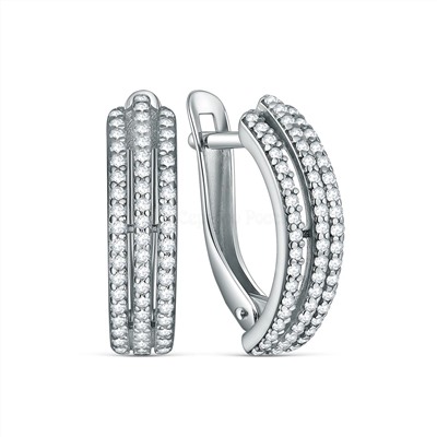 Серьги из серебра с фианитами родированные 11-2043р