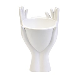 Декоративное кашпо для цветов «Мечты в руках», 380 мл, 20×13.5×13 см, гипс, белое