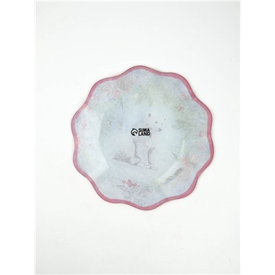 Тарелка новогодняя плоская «Полярный мишка», d=23 см