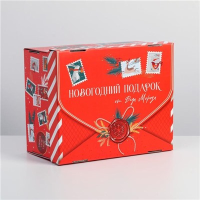 Коробка подарочная новогодняя складная «Новогодний подарок», 31×25.5×16 см, Новый год