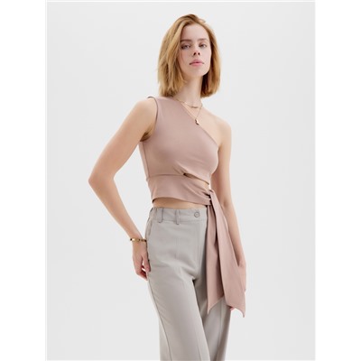 Топ с завязкой на талии женский MINAKU : Casual Collection, бежевый, размер 48