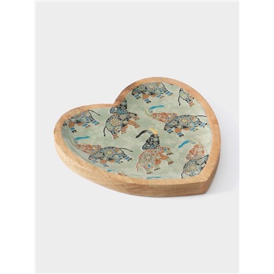 Блюдо в форме сердца «Мудрый слон», 20.5×20×2.3 см, дерево манго