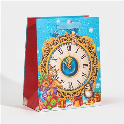 Пакет подарочный новогодний ламинированный «Лесные зверушки», MS 18×23×10 см