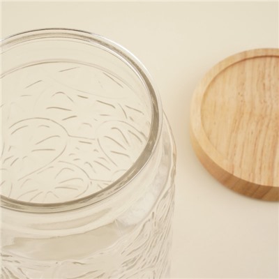 Банка для сыпучих продуктов SL Home «Валенсия», 2 л, 12×20.5 см, с деревянной крышкой, стекло, прозрачная