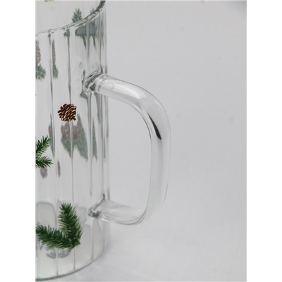 Кружка новогодняя стеклянная «Шишки», 350 мл