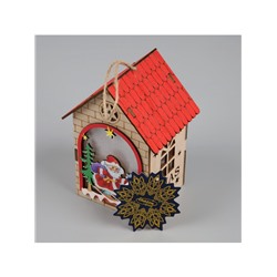 Ёлочная игрушка «Домик с Дедом Морозом», 14.5×11×8.5 см, 1 LED, от батареек, свечение тёплое белое