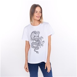 Футболка женская «Дракон», принт белый, чёрный, размер 46